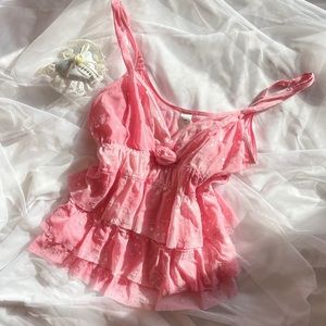 Baby pink sequin cami top